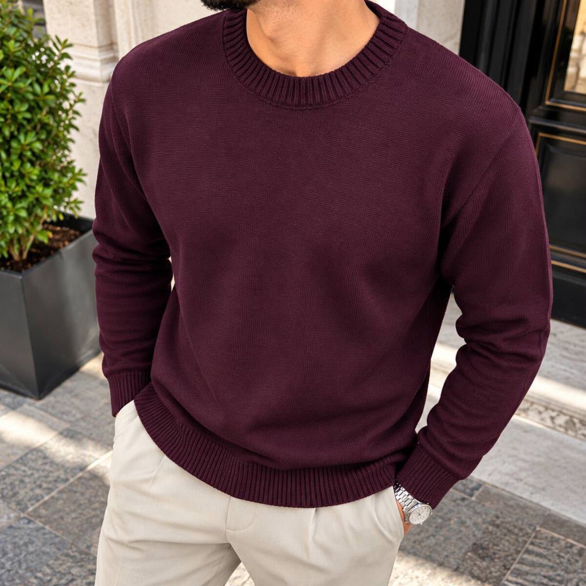 BEREL basic triko kazak bordo